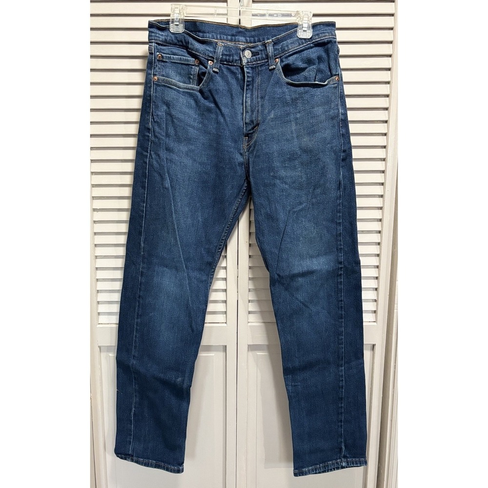Levis 505 Zip Logo Straight Leg Size 34x32 Mid Rise Cotton Dark Wash Cotton